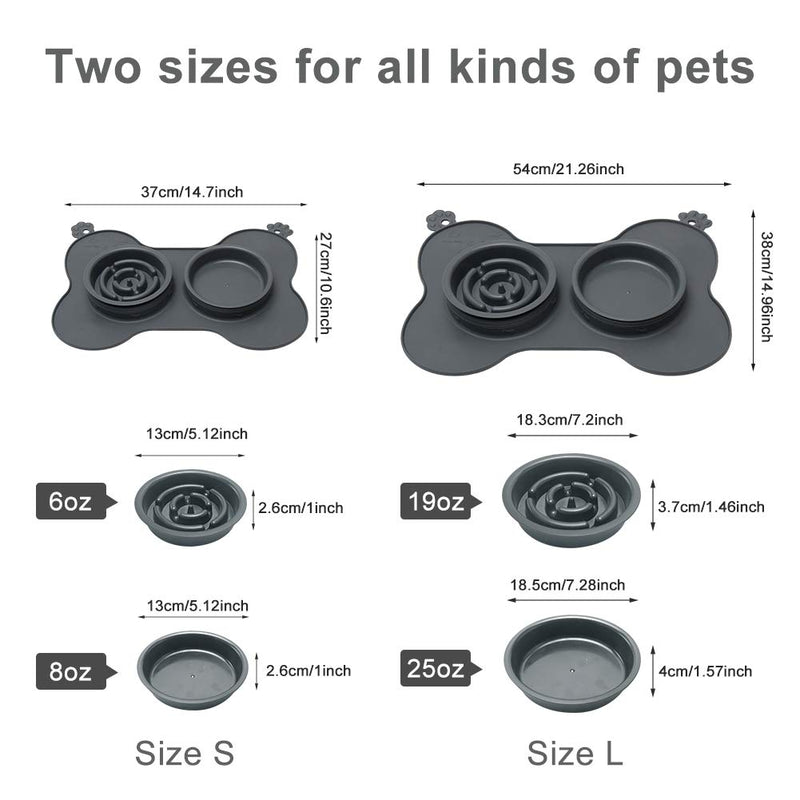 Slow Eating Dog Bowl, 3 in 1 Pet Slow Feeder and Water Bowl with Non-Spill Silicone Tray Bone Shape Non-Slip Mat, Dog Bowl for Small Medium Large Dogs and Cats l black - PawsPlanet Australia