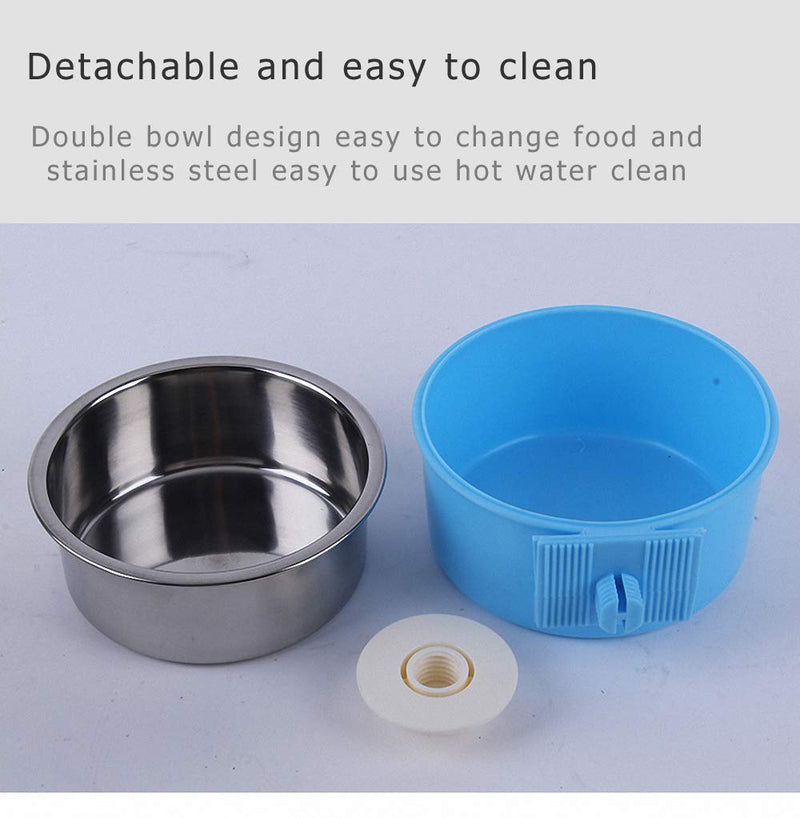 [Australia] - THEMART Stainless Steel Hang-on Bowl for pet Dog cat Crate cage Food Water Pink Blue Colors Small 