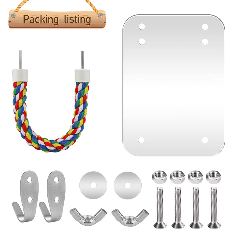 Mygeromon Bird Mirror Perches Rope for Cage Parrot/Budgies/Small Birds/Cockatiels/Parakeet Colorful Stand Toy - PawsPlanet Australia