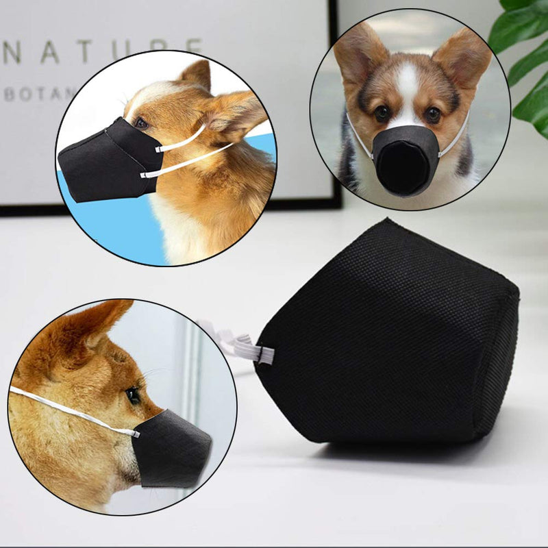 [Australia] - Linkinghome Dog Protective Muzzle, Adjustable Pet Respirator Muzzle Dog Face Mouth Muzzle Breathable Soft Cotton Mouth Muzzle, 3 Pcs S black 