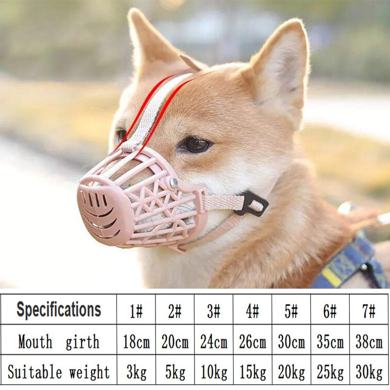 Yusylvia 7pcs/set plastic dog muzzle, adjustable breathable comfortable dog training mesh mask - PawsPlanet Australia