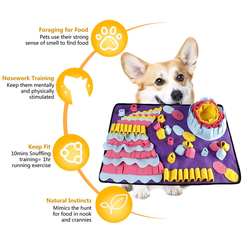 [Australia] - SINJEE Snuffle Mat for Small Large Dogs Nosework Feeding 28“X20” Mat Easy to Fill and Machine Washable Training Mats Pet Activity/Toy/Play Mat,Gift Portable Bowl, Great for Stress Release 