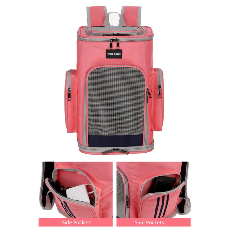 DuoLmi Pet Carrier Backpack - Foldable Transportation Rucksack Bag for Small Cats, Animals, Household Pets with Padded Shoulder Straps, Puppy Carrier Bag for Travel Camping Hiking (Pink) Pink - PawsPlanet Australia