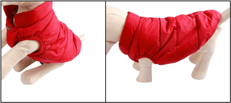 [Australia] - PetPawa Double Layer Fleece Warm Dog Jacket Coat Vest for Puppy Winter Cold Weather Soft Windproof Apparel for Small Medium Large Dogs - Red S 