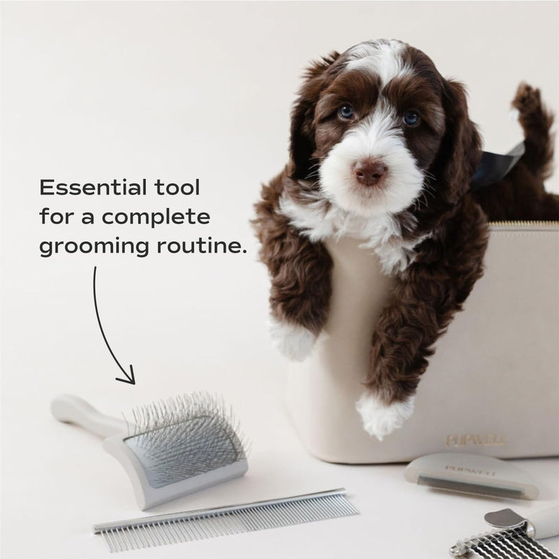 Slicker Brush for Professional and Luxury Dog Grooming to Prevent Matting with Dense and Extra Long Stainless Steel Pins (Goldendoodles, Labradoodles, Poodles) - PawsPlanet Australia