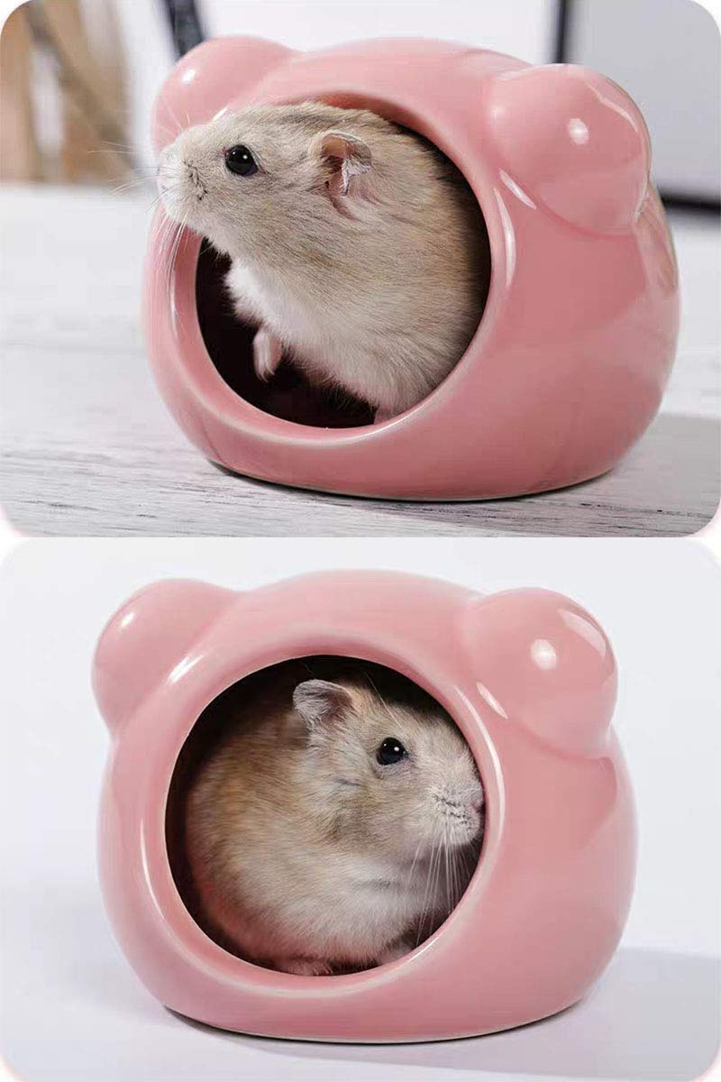 gutongyuan Small Animal Ceramic Critter Bath, Ideal for Dwarf Hamsters and Gerbils, Pet Hideout Hut Cave Bear - PawsPlanet Australia