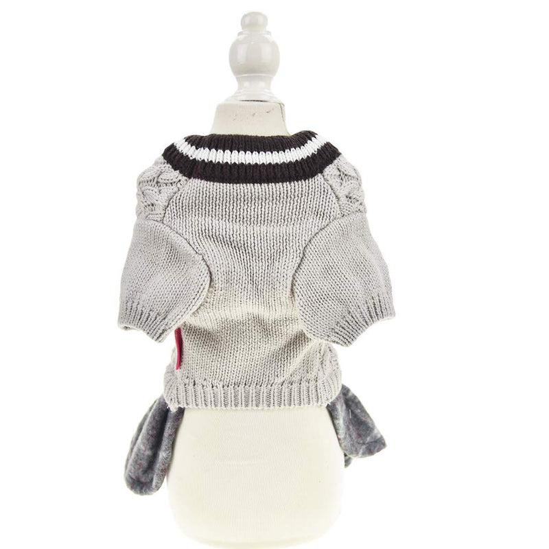 [Australia] - FLAdorepet Dog Sweater Dress Wool Tutu Skirt Winter Warm Pet Cat Knitted Clothes for Small Medium Dog Girls S Grey 