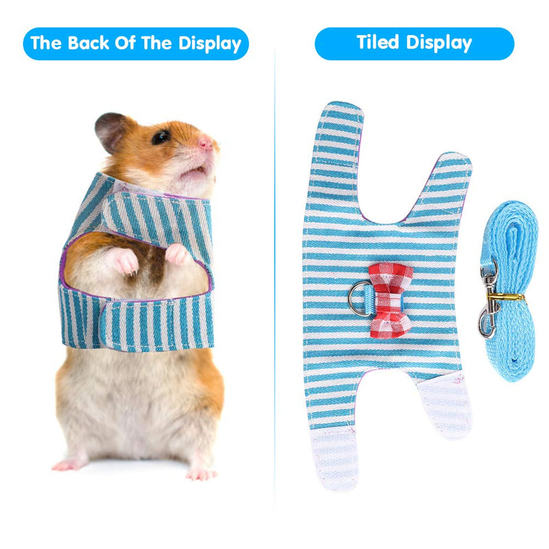 Small Pet Walking Harness Vest and Leash Set for Hamster Rabbit Ferret Guinea Pig Walking Training, Small Animal Chest Strap Set:Red Grid + Blue Stripes,2Pack,XS - PawsPlanet Australia