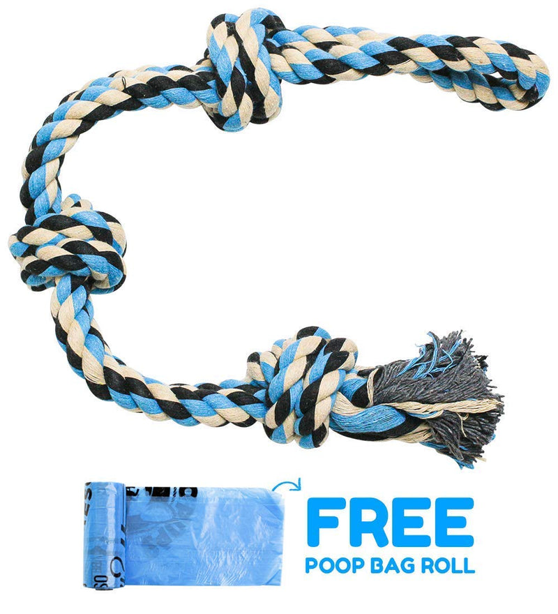 XL DOG ROPE TOY FOR AGGRESSIVE CHEWERS - BENEFITS NON-PROFIT DOG RESCUE - EXTRA LARGE DOG ROPE TOYS FOR LARGE DOGS - LARGE DOG TOY FLOSS - NEARLY INDESTRUCTIBLE DOG TOYS Blue - PawsPlanet Australia