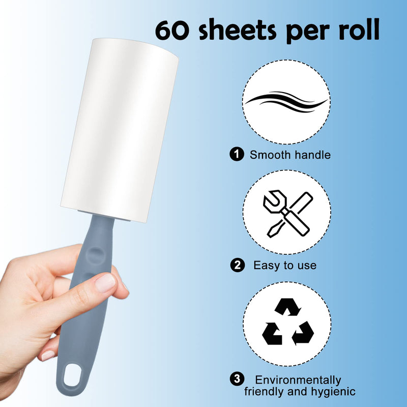 Gigmeta lint roller 6 rolls (60 sheets each) with 1 dispenser and 1 dust cover, extra sticky lint roller, pet hair remover lint brush for clothes, hair, sofa, bed, cat hair, dog hair A - PawsPlanet Australia