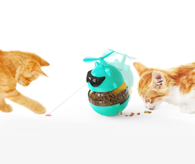 Cat Laser Toys for Indoor Playing,Food Dispensing Interactive Tumbler Slow Feeder with IQ and Mental Stimulation for Cat and Kitten Boredom Ease Eating Playing Exercise Hunting Toy (Turquoise) - PawsPlanet Australia