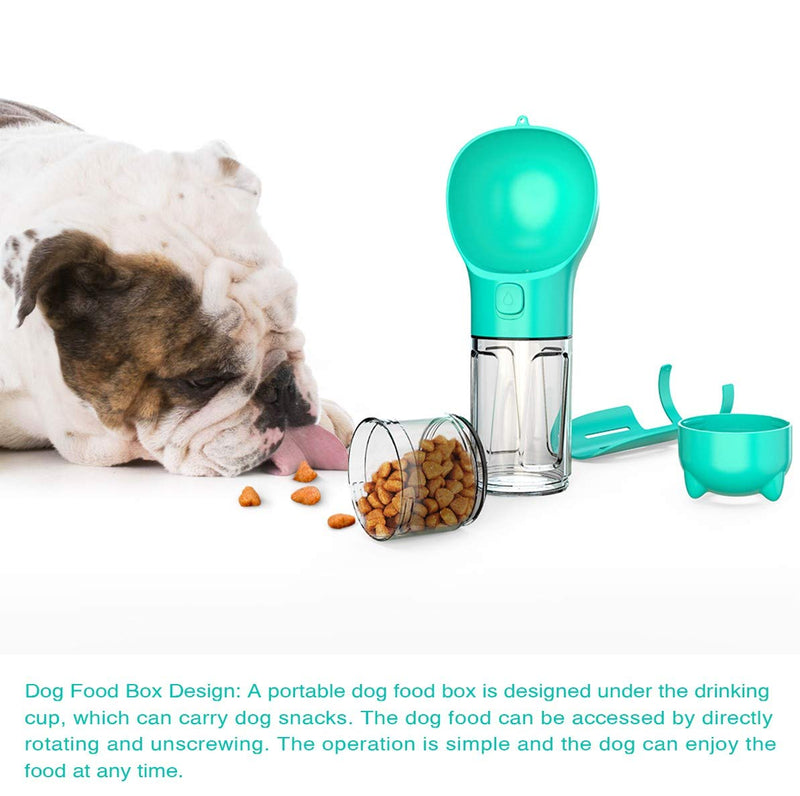 QIXI Pet Water Bottle for Dogs - Dog Travel Water Bottle,Dog Water Dispenser with Food Container and Poop Collection Shovel and Garbage Bag Storage,Multifunctional and Portable - PawsPlanet Australia