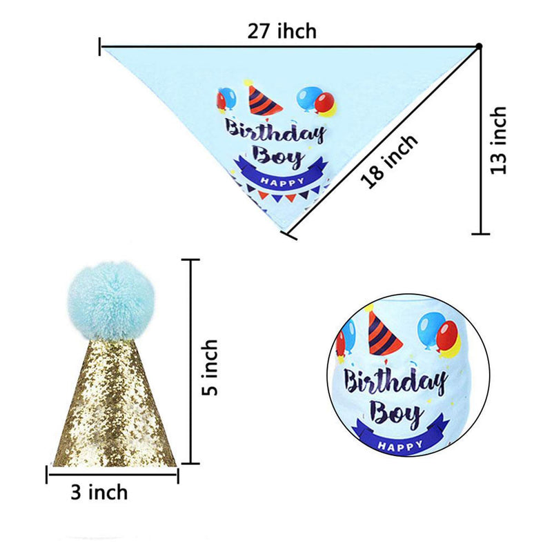 [Australia] - Dog Cat Birthday Bandana Hat Banner Party Supplies Kits Dog Boy Girl Cute Bow Tie Scarf Birthday Party Supplies Decorations BLUE 