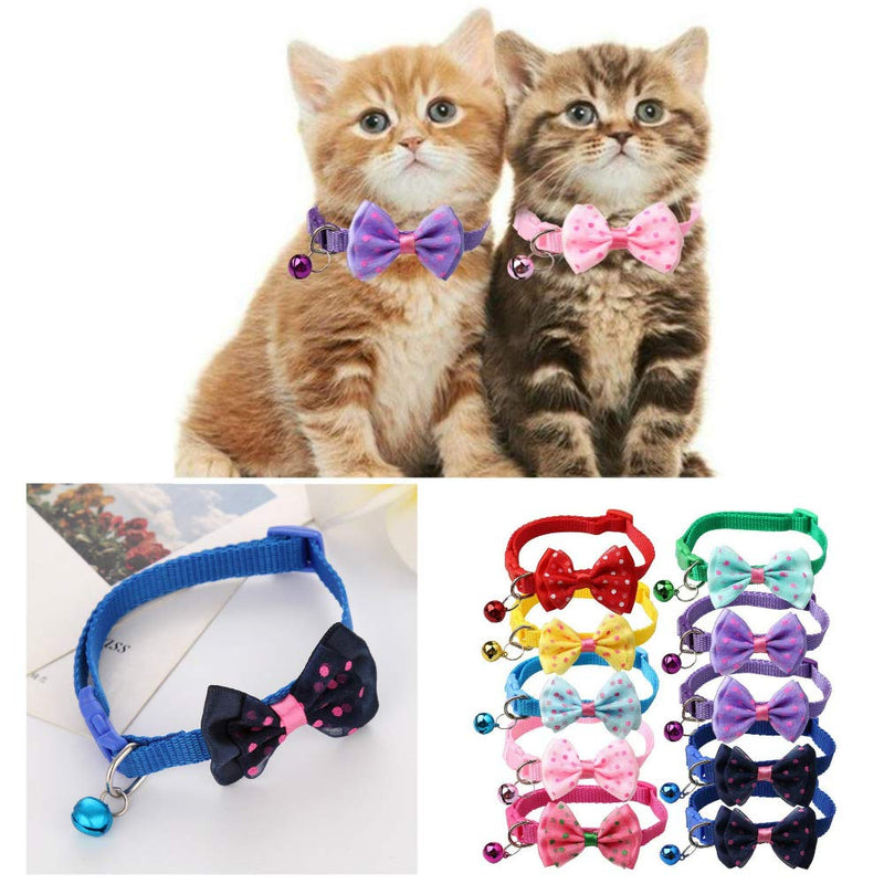 Generies 16Pcs Bow Cat Collar Adjustable Cat Collars 8 Cat Safety Collars with Bells for Small Pet Cat - PawsPlanet Australia