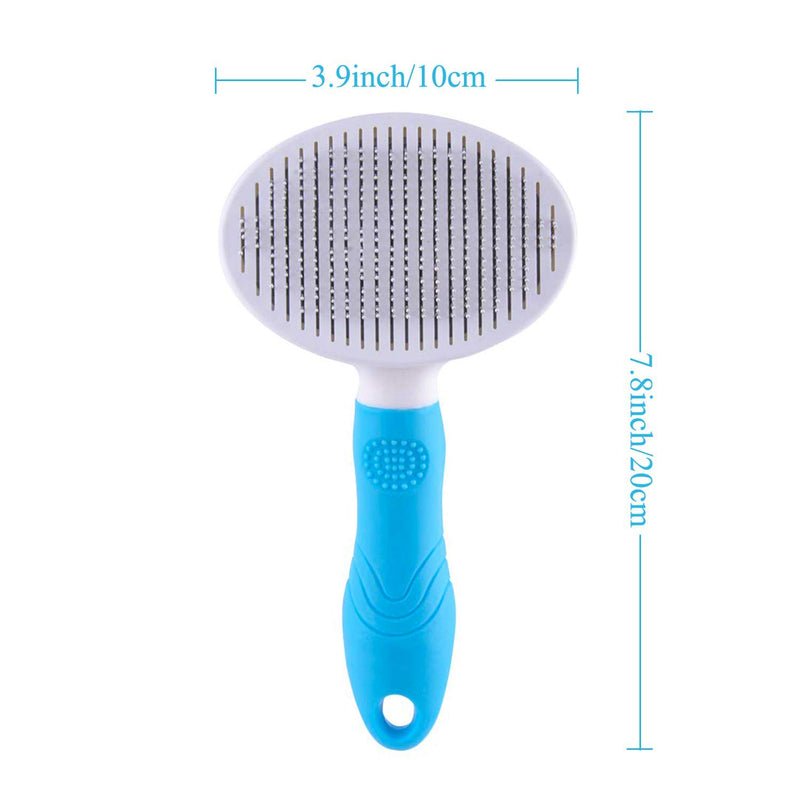 Pet Grooming Brush, Cat Dog Comb Brush, Self Cleaning Slicker Brushes for Shedding and Grooming Removes Loose Undercoat and Tangled Hair (Blue) Blue - PawsPlanet Australia