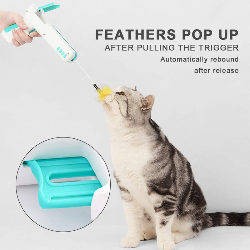 BOONFAN Interactive Cat Feather Toys for Indoor and Outdoor Cats, Exercise Puzzle Cat Toys for Increase Intimacy Kitten, with 2 Pcs Replaceable Feathers - PawsPlanet Australia