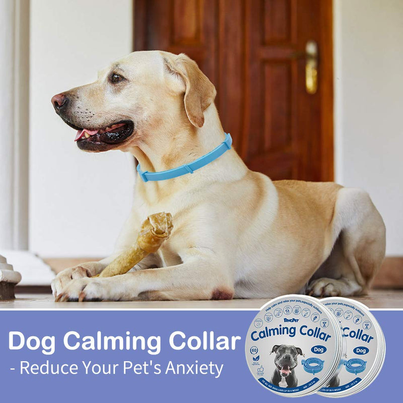 BINGPET Calming Collar for Dogs & Cats 2 Pack - 60 Days Effective Reduce Anxiety Waterproof Natural Pheromone Collar for Small Medium Large Dog Breed, Adjustable Up to 24.5 Inches Blue - PawsPlanet Australia