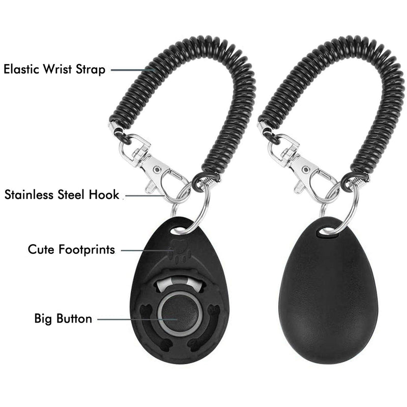 Acehome 2 Pack Dog Training Clicker with Wrist Strap, Pet Training Clicker with Big Button Effective Behavioral Training Tool for Cats Birds Puppy Recall (Black & White) Black & White - PawsPlanet Australia