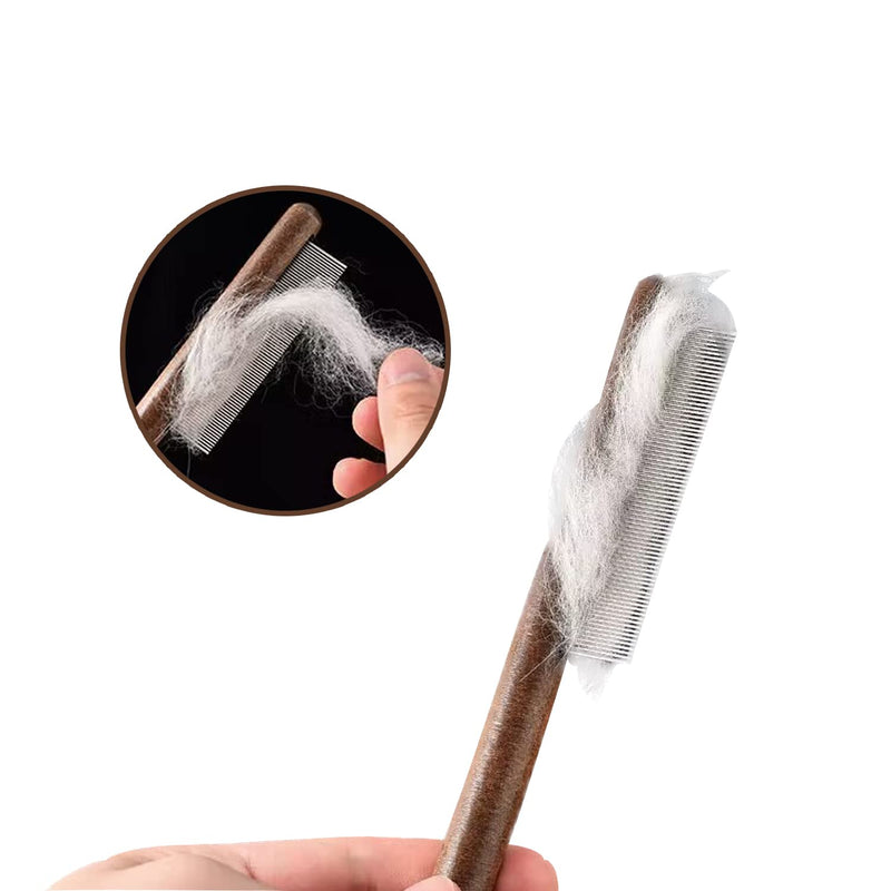 Longbest Combs for Cats and Dogs, Fine Teeth, Removes Knots and Tangles, Skin-Friendly, Pet Combs, Steel Tooth Comb with Wooden Handle for Cats Fine Teeth Comb - PawsPlanet Australia