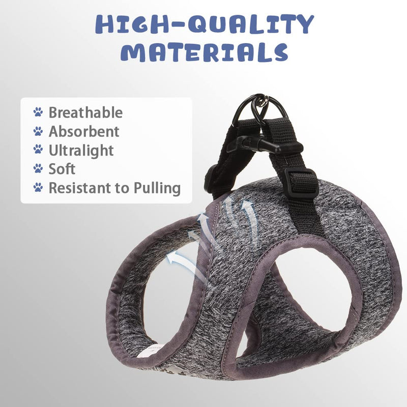 PUPTECK Ultralight Cat Harness and Leash for Walking - Escape Proof Adjustable Vest Harness for Kitten Puppies, Reflective for Safe at Night, Breathable Outdoor Vest X-Small Grey - PawsPlanet Australia