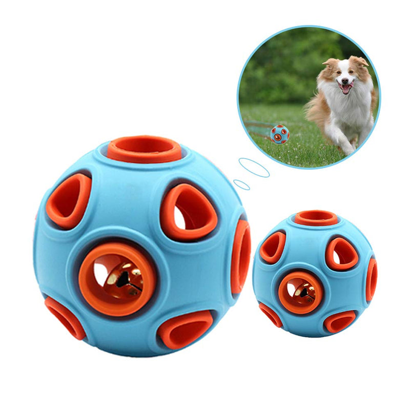 WishLotus Dog Ball, Dog Interactive Toy with Ring Bell Toys Dog Rubber Balls Bouncy Ball Pet Game Puzzle Ball to Increase IQ Search & Catch Bite Resistant Toy For Pet Chew Toy (S, Blue + orange) S - PawsPlanet Australia