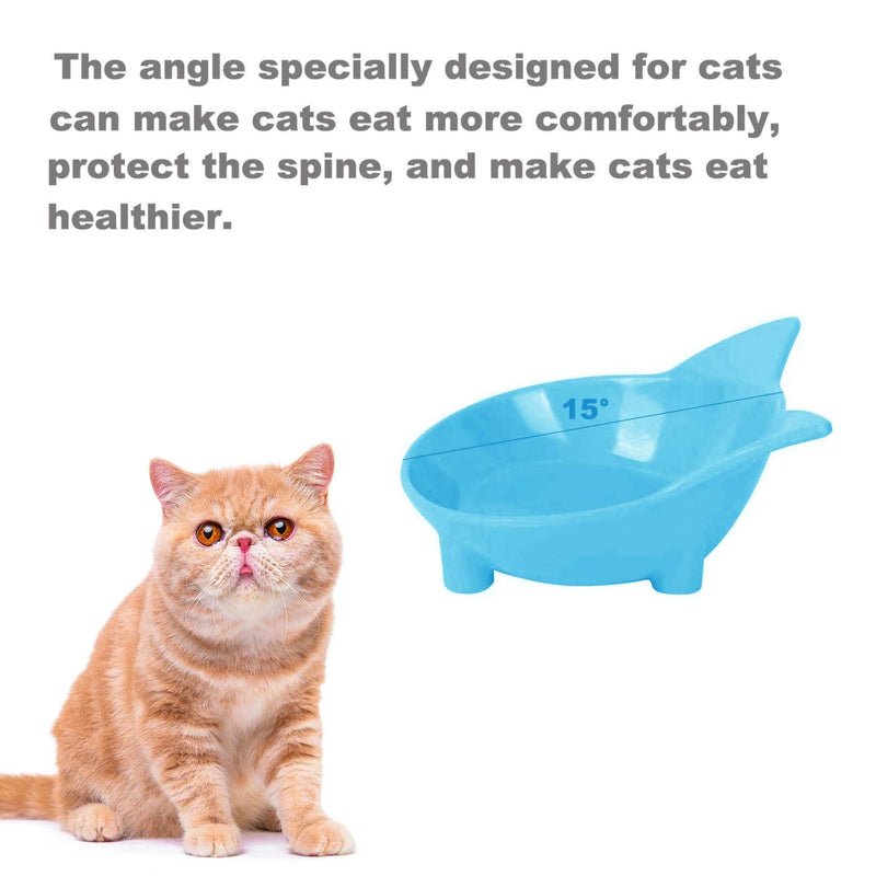 SUOXU Cat Bowls, Anti-slip Multi-purpose Cat Food Bowl Pet Water Bowl Cat Feeding Bowl, Set of 2 - Blue/Pink 2pcs - PawsPlanet Australia