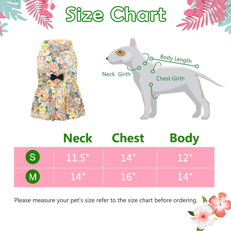 SCENEREAL Cute Flower Girl Dog Dress Pet Clothes - Beautiful Pet Puppy Skirt Full of Flower Patterns, Perfect for Daily Wear, Holidays and Taking Photos Small - PawsPlanet Australia