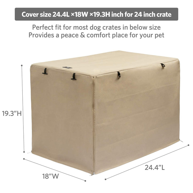 X-ZONE PET Double Door Dog Crate Cover - Polyester Pet Kennel Cover (Fits 24 30 36 42 48 inches Wire Crate) 24 Inch Tan - PawsPlanet Australia