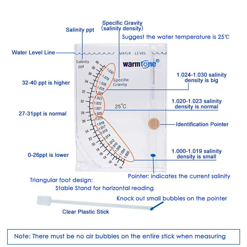 capetsma Salinity Tester, Accurate Sea Hydrometer Aquarium Marine Salinity Meter for Fish Tank Pond Water Saltwater Freshwater Specific Gravity Test - PawsPlanet Australia