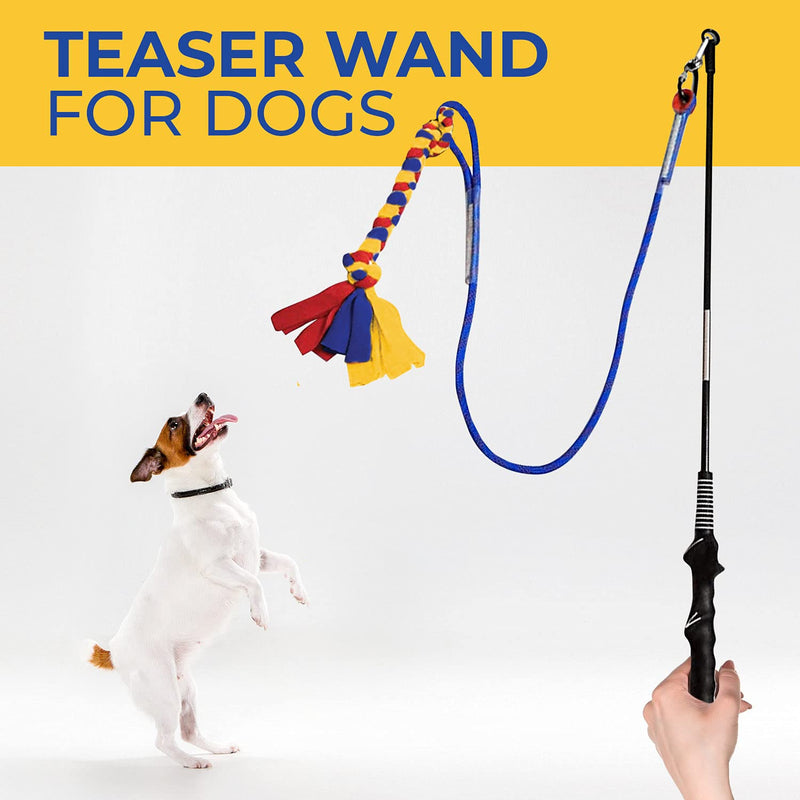 CHEERING PET Flirt Pole for Dogs, Teaser Wand with Colorful Braided Rope Tether, Exercise Fun for Dogs, Durable Interactive Dog Toy Dog Flirt Pole Colorful Tether - PawsPlanet Australia
