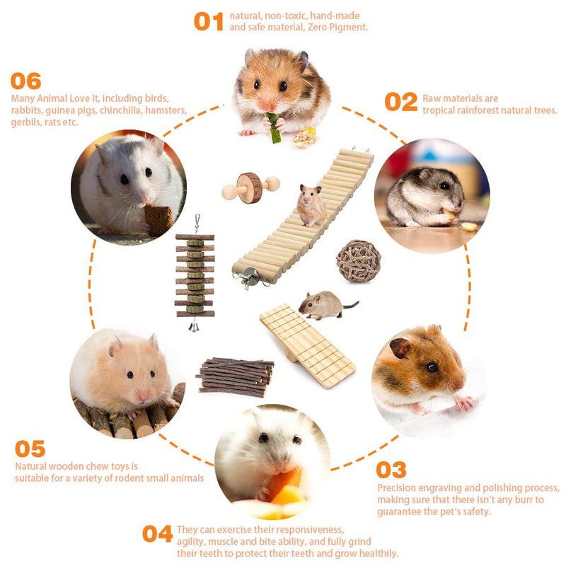 PowerKing Hamster Toys, Natural Wooden Gerbil Rat Guinea Pig Chinchilla Chew Toys and Teeth Care Molar Toy for Rabbits Bird Bunny - PawsPlanet Australia