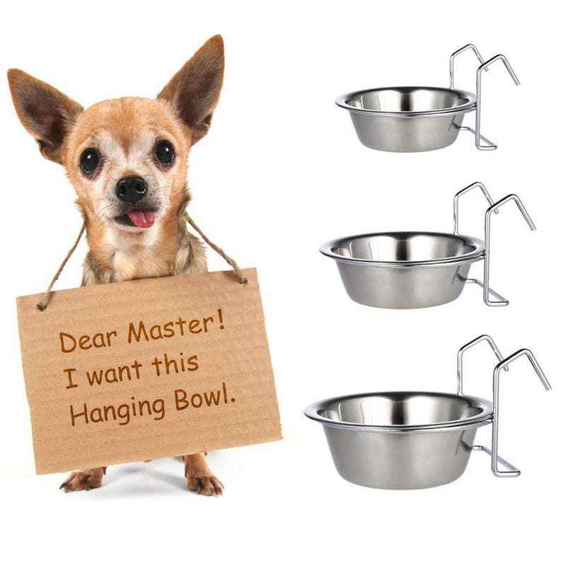 [Australia] - Top-spring Hanging Stainless Steel Pet Bowl Dog and Cat Bird cage Hanging Bowl S 