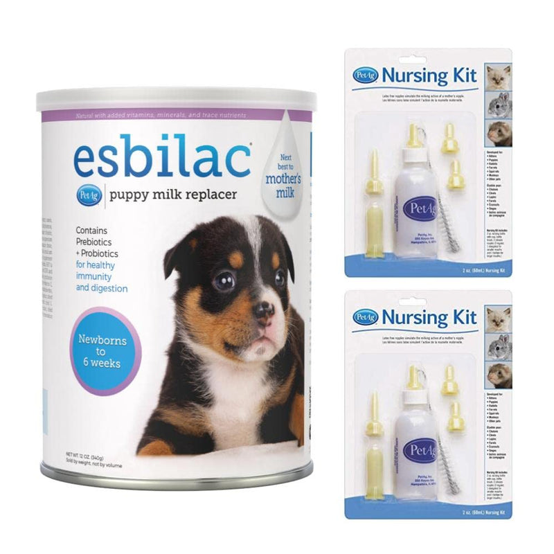 PetAg 12oz Esbilac Puppy Milk Replacer Powder and 2 Pack Pet Nursing Kit - Bundle - PawsPlanet Australia