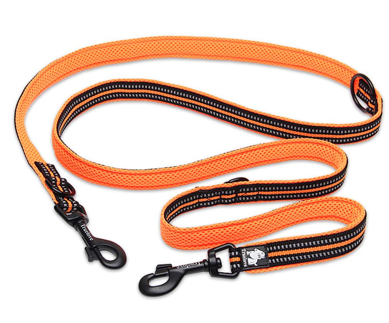 Tineer Pet Adjustable Hands Free Nylon Multi-fuctional Reflective Dog Lead Leash for Walking Training Dog Leashes (M, Orange) M - PawsPlanet Australia