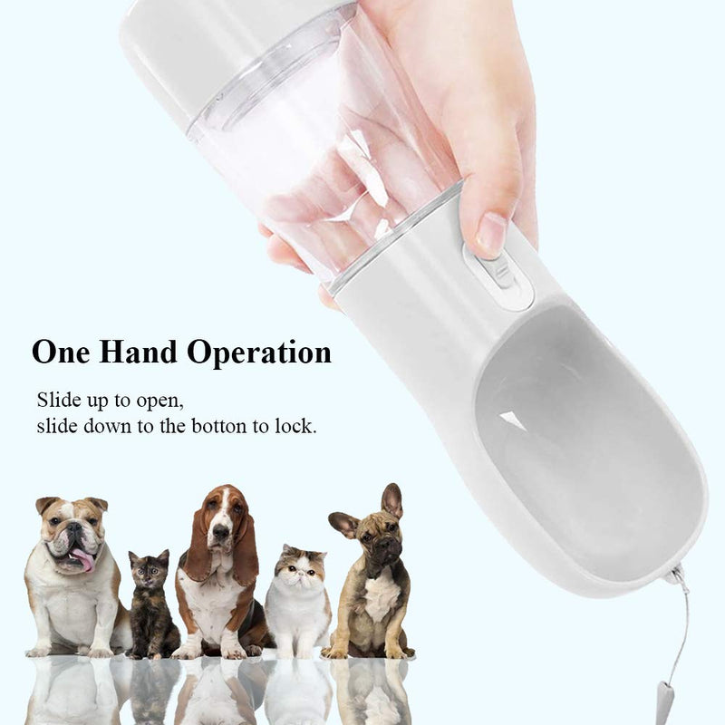 Naispanda Dog Water Bottle for Walking,Portable Dog Travel Water Bottle,458ML Leakproof Pet Dog Water Dispenser with Food Storge,Silver - PawsPlanet Australia