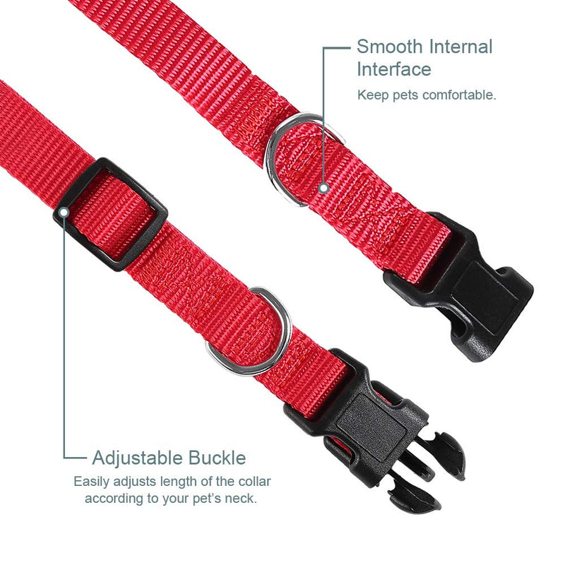 Kosttapaws 2 Pack Dog Collar, Adjustable Quick Release Puppy Nylon Collar, Breathable Durable Dog Collars with Secured Buckle and metal D-ring for Small Medium Large Dogs Cats Puppies S Red and Black - PawsPlanet Australia