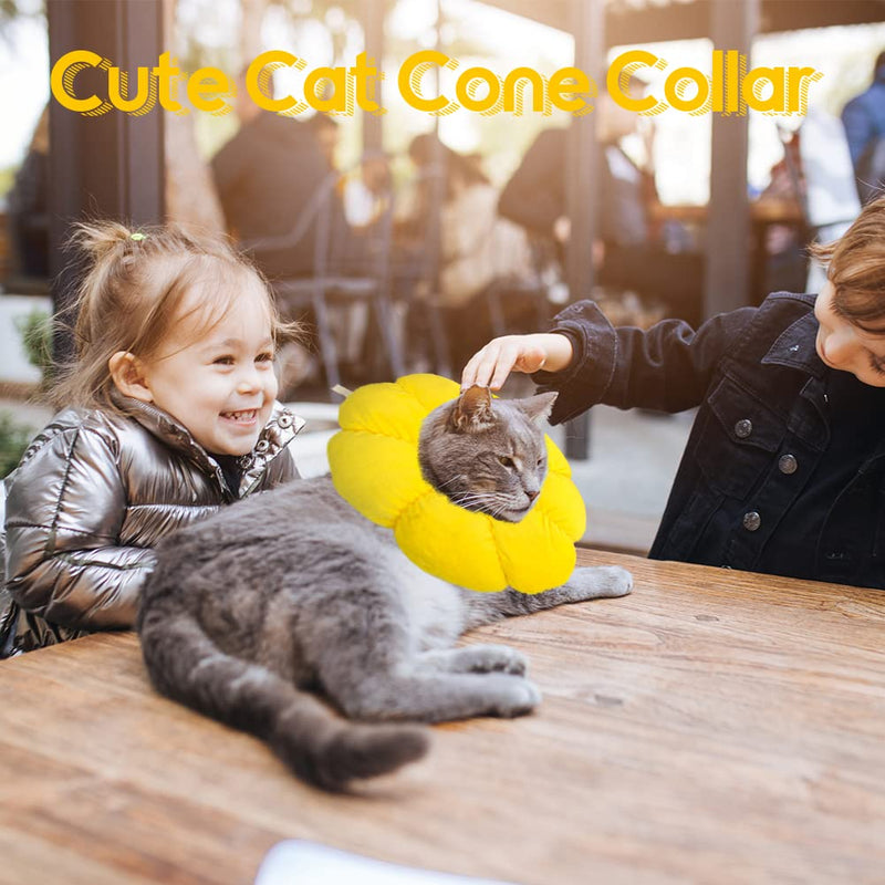 Cat Neck Brace with Adjustable Cute Sunflower Collar Cat Pets Protective Collar Cat Neck Brace Cat Cone Collar Anti Scratches for Kittens Puppies Rabbits (M) - PawsPlanet Australia