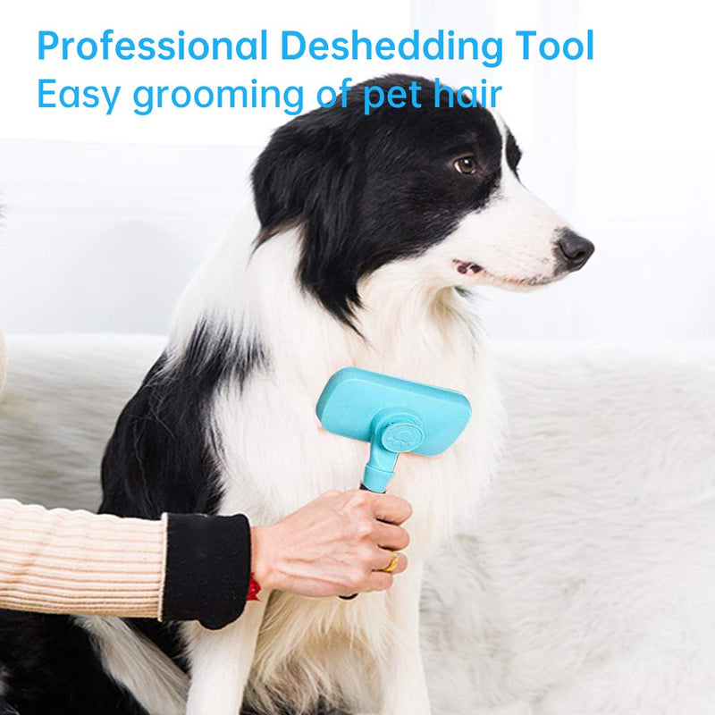 [Australia] - UmaUbaby Self Cleaning Slicker Brush - Pet Grooming Brush for Dogs and Cats - Pets Cat and Dog Hair Brush Tools - Dog Brush and Cat Brush Suitable - Massages Particle Pet Comb Blue 