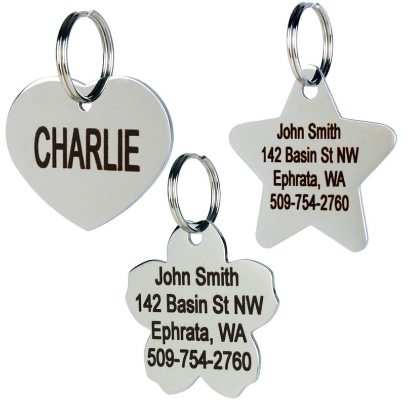 [Australia] - GoTags Pet ID Dog Tags. Stainless Steel. Custom Engraved. Includes up to 8 Lines of Personalized Text with Front and Backside Engraving. Regular Badge 