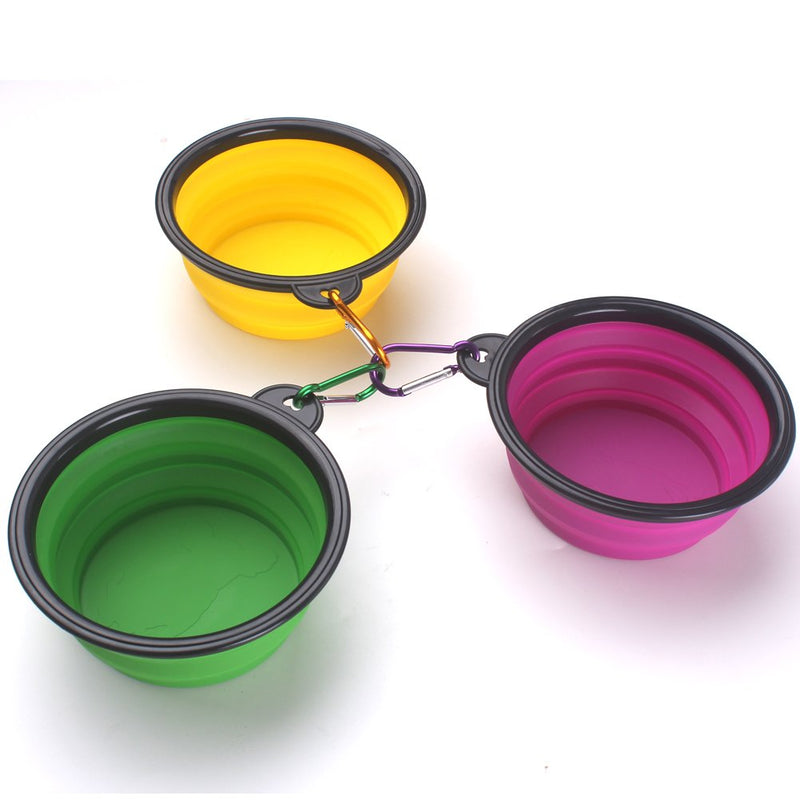 [Australia] - HAZOULEN Collapsible Silicone Travel Bowls for Pet Dog Cat, Yellow, Green, Purple, 3 Pack 