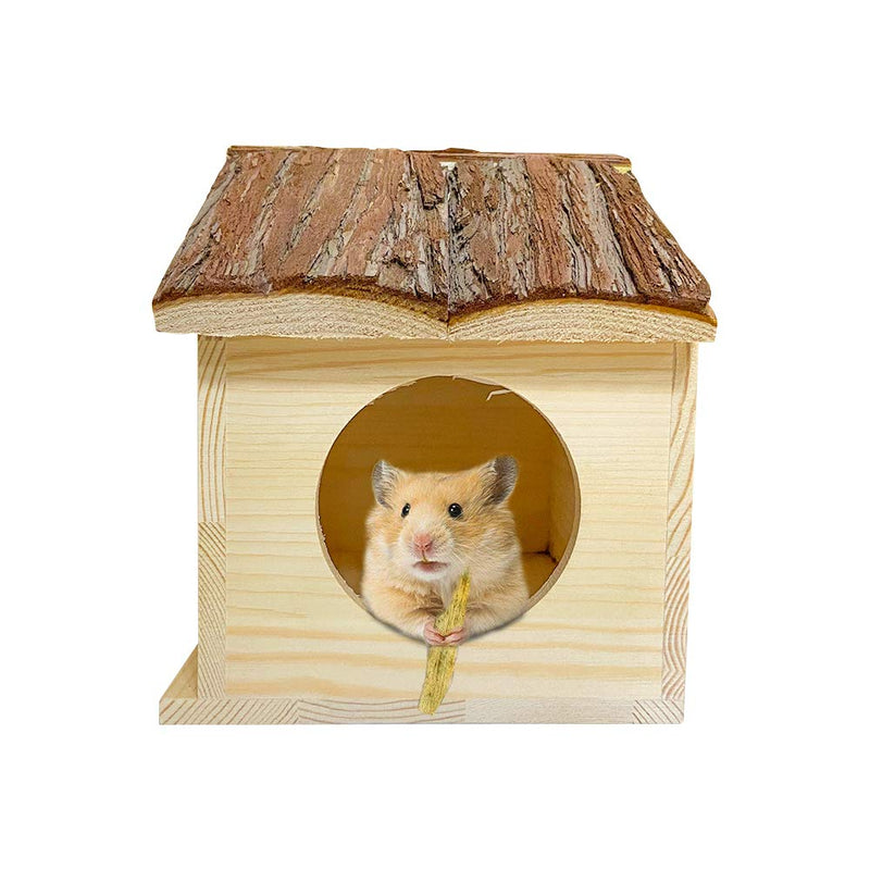 Hamiledyi Hamster Wooden House, Natural Handcrafted Small Animal Hideout Hut Chew Cage Toy for Guinea Pig Chinchilla Rat Mouse Gerbil Hedgehog - PawsPlanet Australia