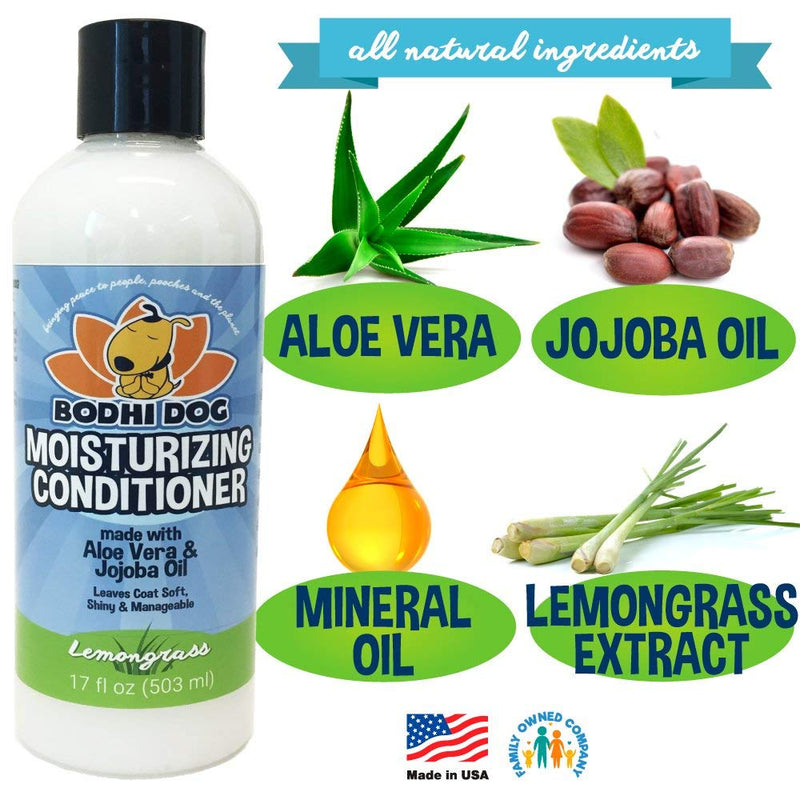 [Australia] - New Natural Moisturizing Pet Conditioner | Conditioning for Dogs, Cats and More | Soothing Aloe Vera & Jojoba Oil | Vet and Pet Approved Treatment - Made in The USA - 1 Bottle 17oz (503ml) Lemongrass 