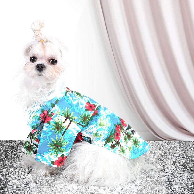 Pet Hawaiian Shirt Fashionable Breathable Dog Summer T-Shirt Comfortable Seaside Resort Style Pet Clothes Puppy Clothing for Small to Medium Dogs Cats(S) S - PawsPlanet Australia