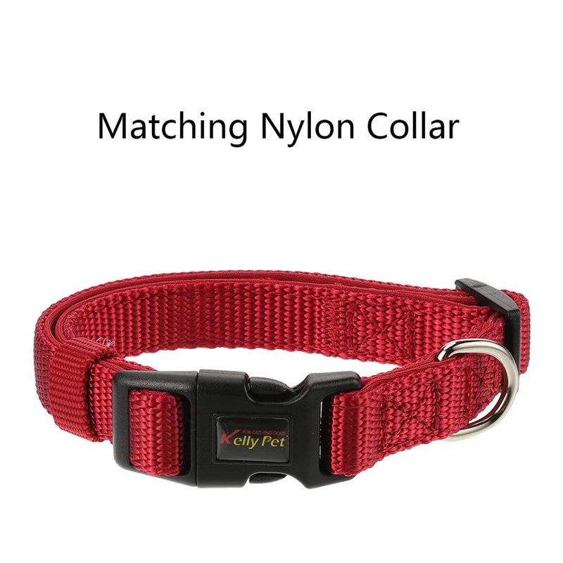 Xinzistar Dog Collar and Lead Set, Adjustable Strong Nylon Leash with Sponge Handle, Quick Release, for Small Medium Dogs Pets Walking Training (Red) - PawsPlanet Australia