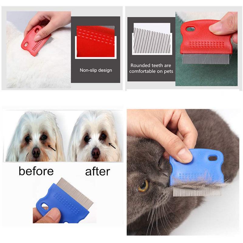 [Australia] - HAMIYA 2 Pcs Cat Combs Dogs Grooming Combs Tear Stain Remover, Effectively Removes Crust, Mucus, Eye Stain on Pet(Random Color) 