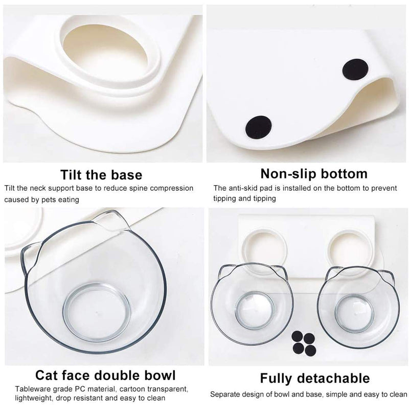 Double Cat Bowls, 15° Tilted Cat Bowls With Stand Angled Cat Dog Food Bowls, Ergonomic Elevated Cat Feeding Bowls Raised Pet Bowl Stress-Free Suit Reduce Pets Neck Pain for Cats and Small Dogs - PawsPlanet Australia