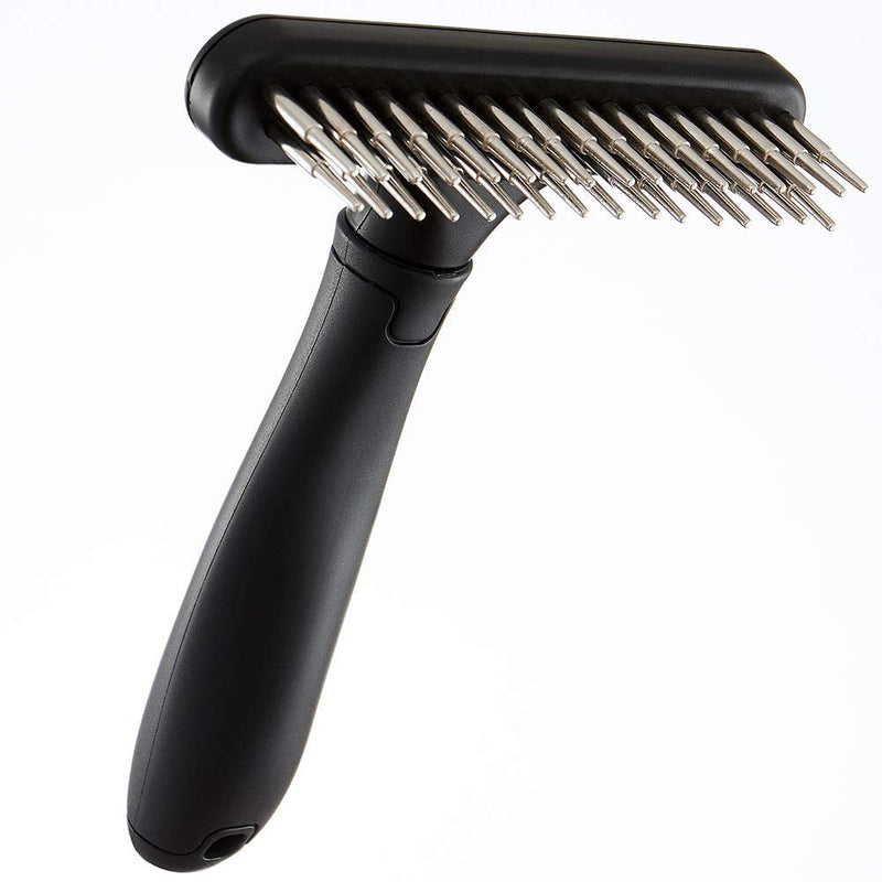 [Australia] - Flymoqi Dog Comb - Stainless Steel Deshedding and Dematting Undercoat Rake – for Dogs, Cats and Rabbits – Double Row of Teeth – Reduces Shedding, Removes Mattes and Tangles 