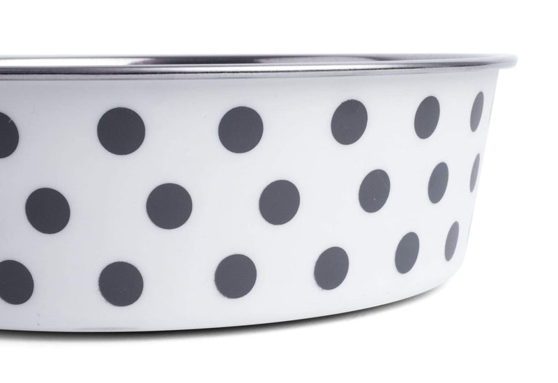 Petface Grey and White Spots Deli Dog Bowl, 17 cm Grey and White, 17 cm - PawsPlanet Australia