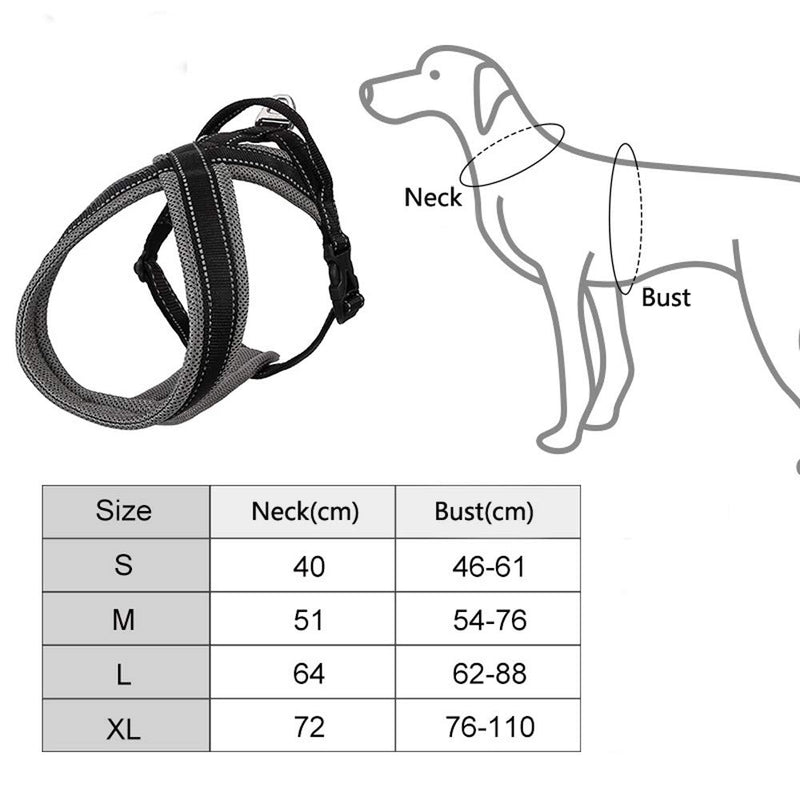 RC GearPro Large Dog Pet Chest Harness Pull with Handle, Reflective Adjustable Vest Harness in Training Walking and Hiking (M) Medium - PawsPlanet Australia