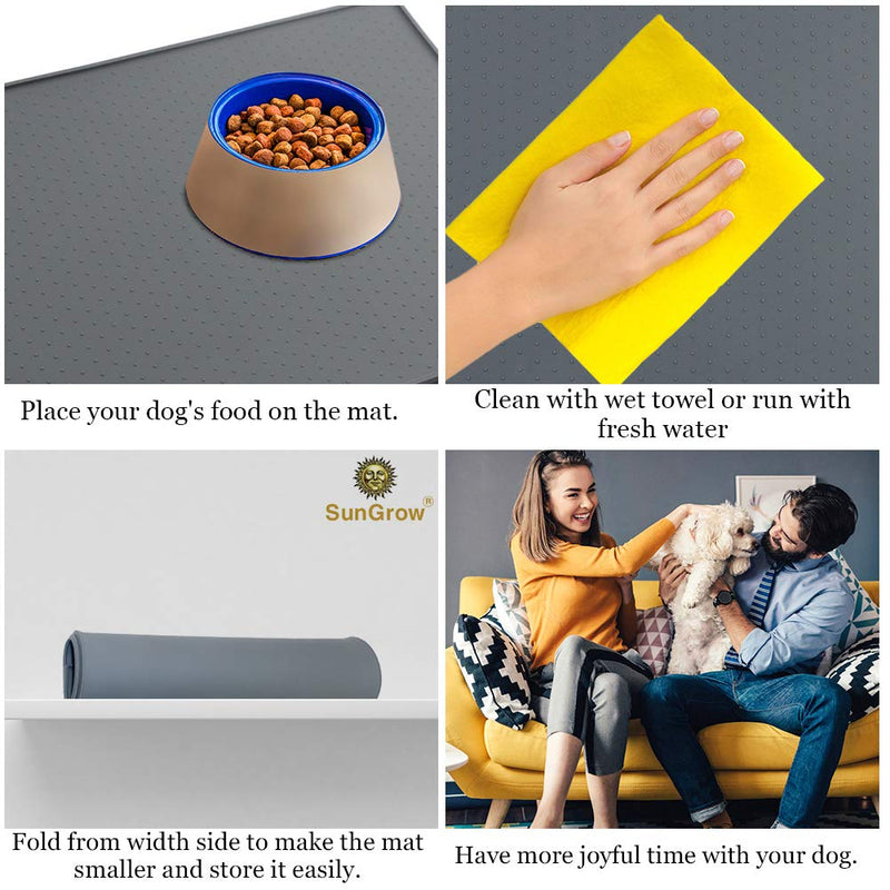 [Australia] - SunGrow Silicone Pet Feeding Mat, 19x12 Inches, Waterproof, Splash Proof Placemat Raised Edges, Anti-Skid, FDA-Approved, Ideal for Dogs, Cats, Rabbits and More 